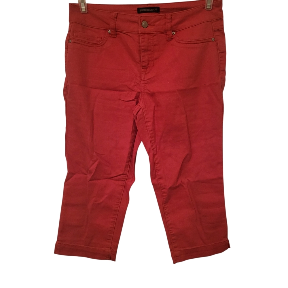 British Khaki Denim Capris Red sz 4